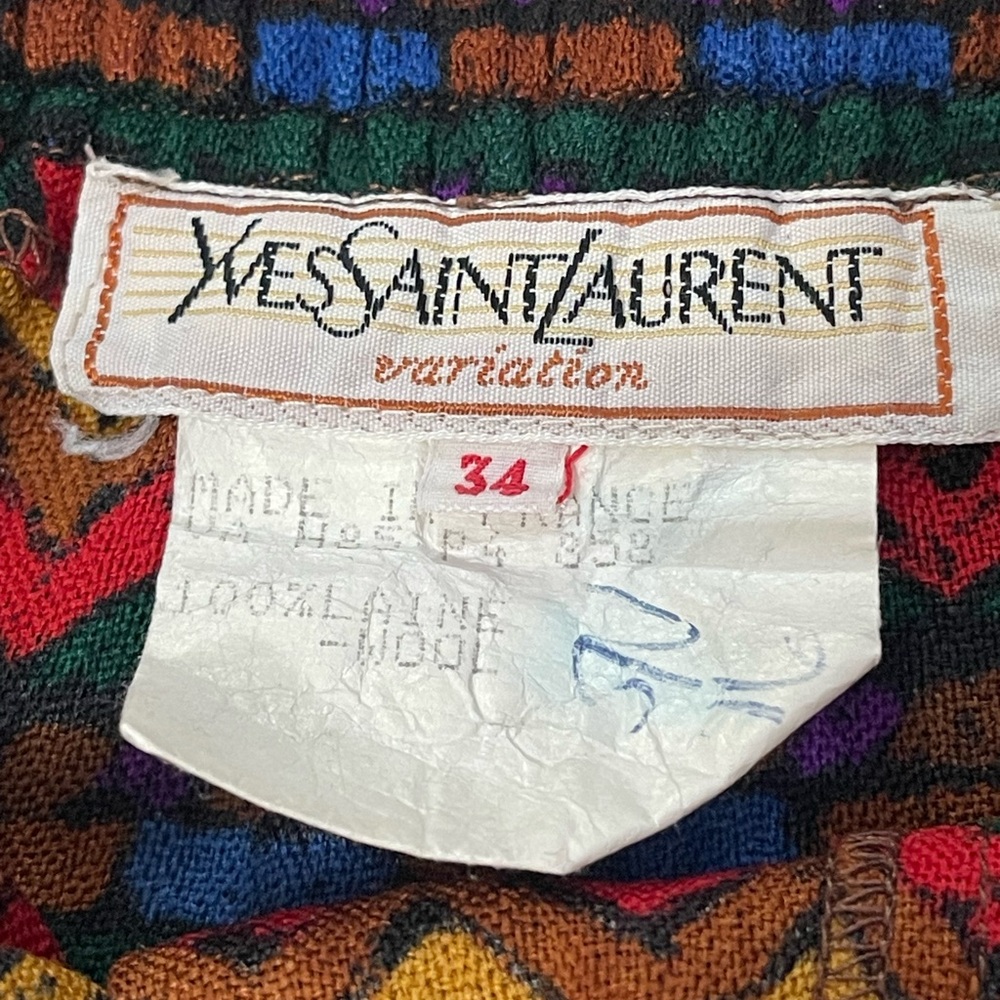 Yves Saint Laurent Multicolor Wool Pleated Elastic Waist Pull On A-Line Skirt - Picture 5 of 5